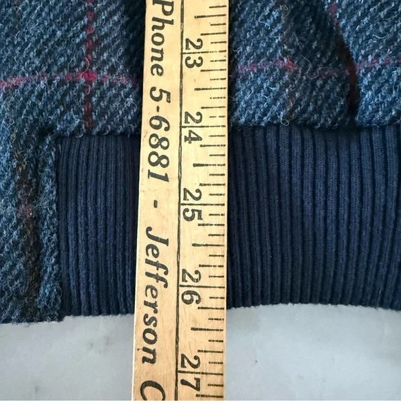 PETER CHRISTIAN Harris Tweed 42 Bomber Harrington Jacket Blue Wool Windowpane - Picture 11 of 11